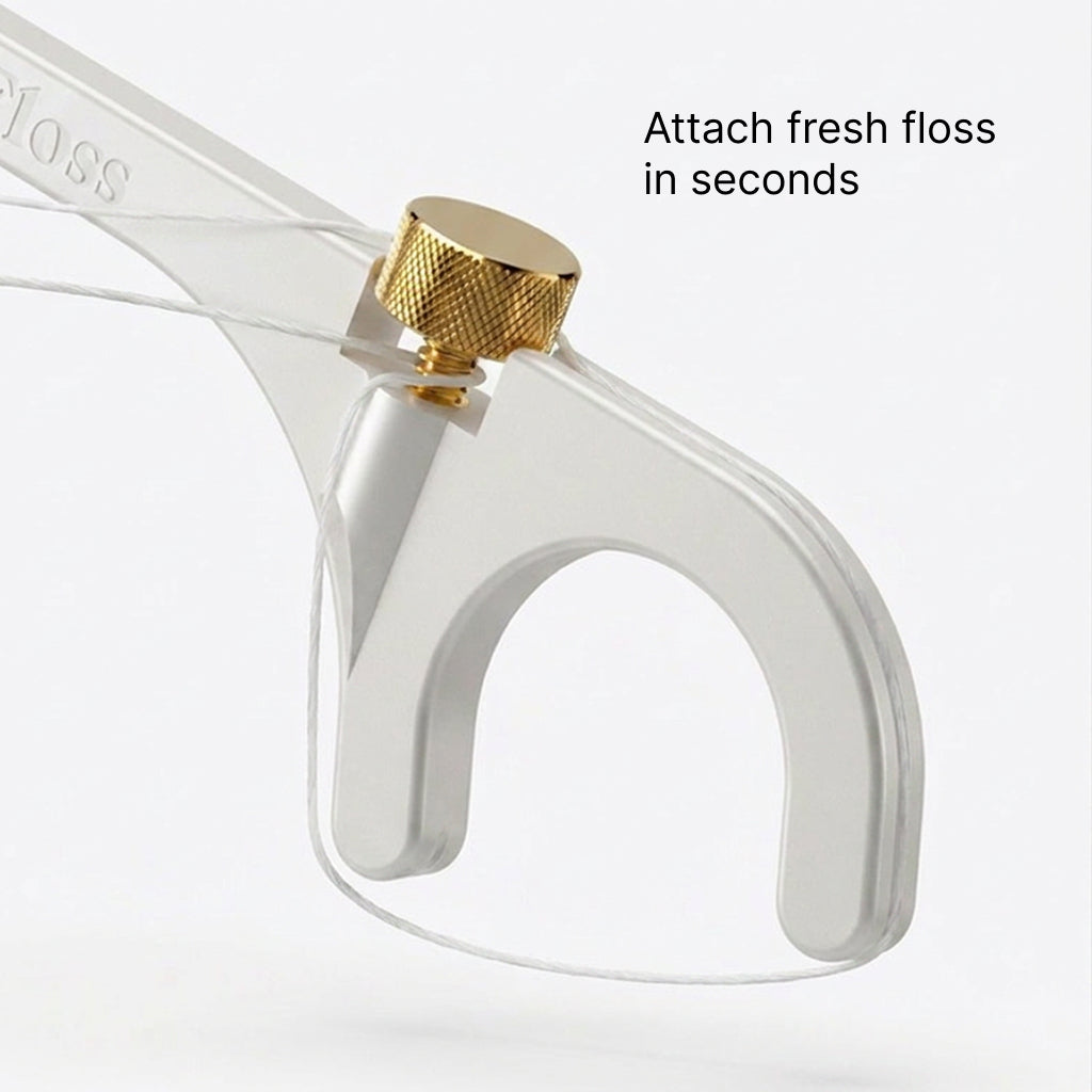 Attach fresh floss to LastFloss in seconds